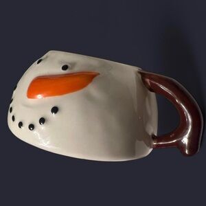 Pier 1 Snowman Mug with Orange and Brown Accents